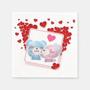 Bären küssen mit Liebe Herz Serviette