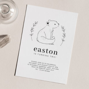 Bären-Linienzeichnung Geburtstagseinladung Einladung