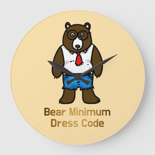 Bären Minimal Funny Office Pub Art Große Wanduhr (Vorderseite)