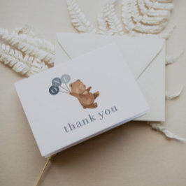 Bären mit 3 blauen Balloons - Danke Karte