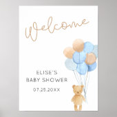 Bären mit Blue und Tan Balloons Willkommen Poster (Vorne)