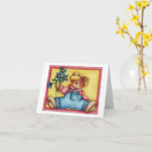 Bären mit Blume - Note Card Karte (Gelbe Blume)