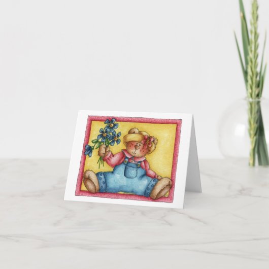 Bären mit Blume - Note Card Karte (Vorderseite)