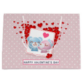 Bären mit dem Herzen küssen auf einem Polka Dot Mu Große Geschenktüte (Vorderseite)