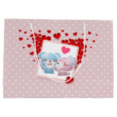 Bären mit dem Herzen küssen auf einem Polka Dot Mu Große Geschenktüte (Rückseite)