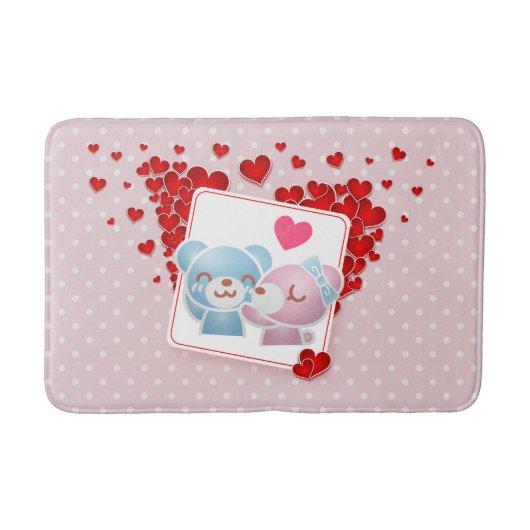 Bären mit roten Lieben überall küssen Badematte (Vorderseite)