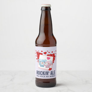 Bären mit roten Lieben überall küssen Bierflaschenetikett