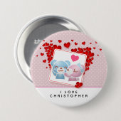 Bären mit roten Lieben überall küssen Button (Vorne & Hinten)