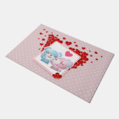 Bären mit roten Lieben überall küssen Fußmatte (Schrägansicht)