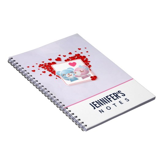 Bären mit roten Lieben überall küssen Notizblock (Rechte Seite)