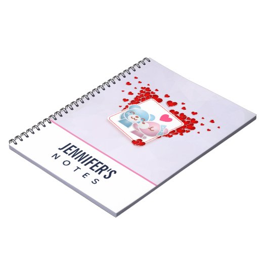 Bären mit roten Lieben überall küssen Notizblock (Linke Seite)