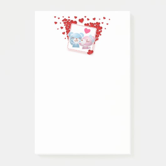 Bären mit roten Lieben überall küssen Post-it Klebezettel (Vorderseite)