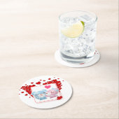 Bären mit roten Lieben überall küssen Runder Pappuntersetzer (Vor Ort)