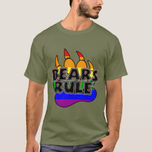 Bären regieren Schwarz auf Regenbogenpfote - HEISS T-Shirt
