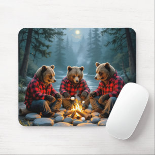 Bären Roasting Marshmallows in einem Campfire Mousepad