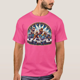 Bären Rock Roll Bär spielt Gitarre Bass Drums T-Shirt