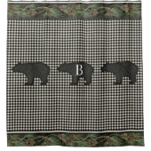 Bären Rustikale Bergkabine Schwarz-weiße Kiefernza Duschvorhang (Vorderseite)