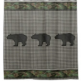 Bären Rustikale Bergkabine Schwarz-weiße Kiefernza Duschvorhang (Vorderseite)