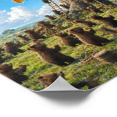 Bären sammeln Honig vom Baum Poster (Ecke)