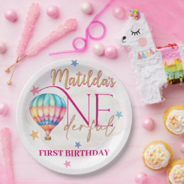 Bären Sie in einem rosa Ballon 7" Rundpapier-Telle Pappteller