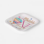 Bären Sie in einem rosa Ballon 7" Square Paper Tel Pappteller (Gewinkelt)