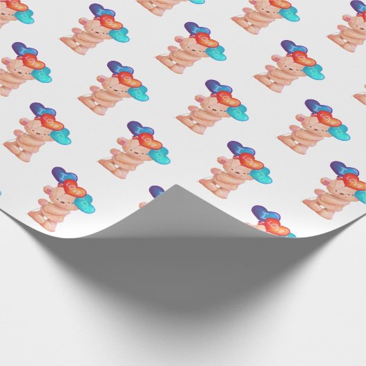 Bären Sie mit mir Liebe Sie Balloons Geschenkpapier (Ecke)