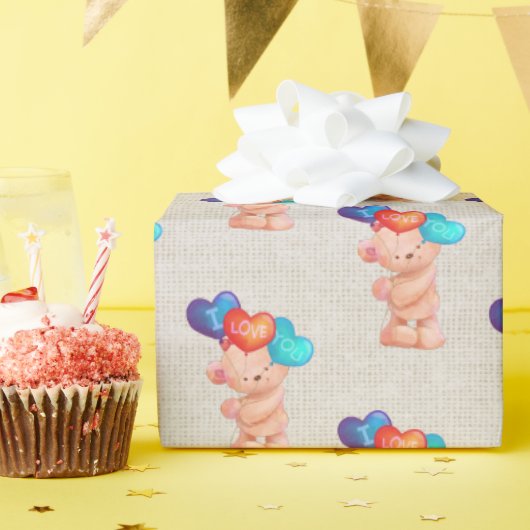 Bären Sie mit mir Liebe Sie Balloons Geschenkpapier (Geburtstagsparty)