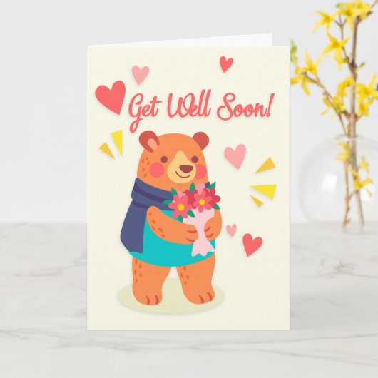 Bären Sie sich bald Niedlich mit Blume Gruß Karte (Gelbe Blume)