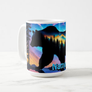 Bären-Silhouette mit natürlicher Landschaft Wildti Kaffeetasse