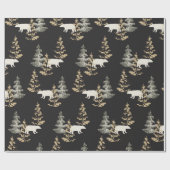 Bären, Tannen, schwarzer Stein grau Geschenkpapier (Flach)