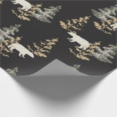 Bären, Tannen, schwarzer Stein grau Geschenkpapier (Ecke)