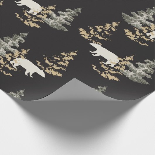 Bären, Tannen, schwarzer Stein grau Geschenkpapier (Ecke)