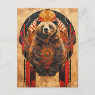 Bären-Totem – Stärke im Deco-Stil Postkarte