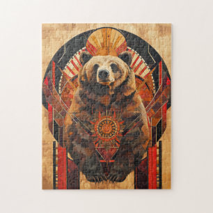 Bären-Totem – Stärke im Deco-Stil Puzzle
