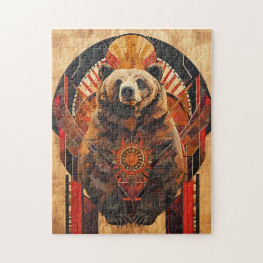 Bären-Totem – Stärke im Deco-Stil Puzzle (Vertikal)