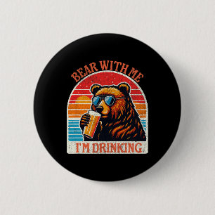 Bären trinken Bier Outdoor Funny Grizzi Wandern Button