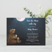 Bären über der Mond-Babydusche Einladung (Stehend Vorderseite)