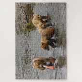 Bären und 3 Jungen, Brooks Falls Alaska Puzzle (Vertikal)