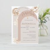 Bären und Balloons Taufe Girl Einladung (Stehend Vorderseite)