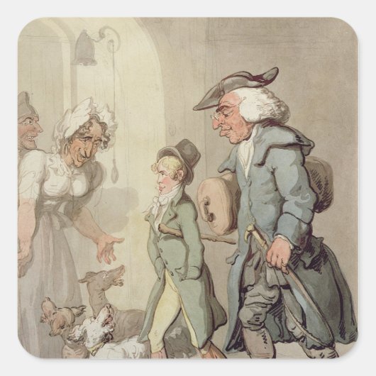 Bären- und Bärenführer Quadratischer Aufkleber (Vorderseite)