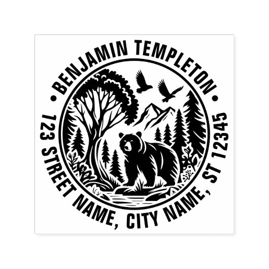 Bären und Bäume Silhouette Nr. 3 Rücksendeadresse Permastempel (Design)