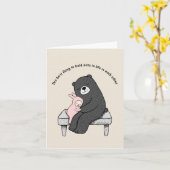 Bären und Bunny auf einer Bank umarmt Liebe Jubilä Karte (Gelbe Blume)