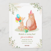 Bären und Bunny Birthday Party Einladung (Vorne/Hinten)