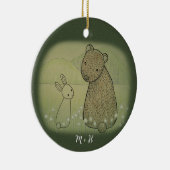 Bären und Bunny Couple Erste Weihnachten gemeinsam Keramik Ornament (Rechts)
