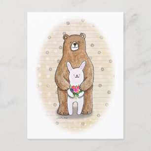 Bären und Bunny Happy Woodland Tierische Niedliche Postkarte