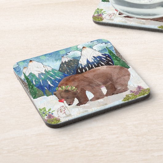 Bären und Bunny Hard Plastic Untersetzer (Linke Seite)