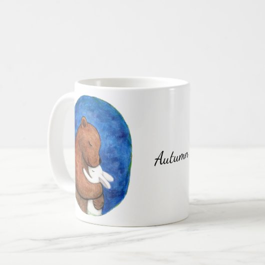 Bären und Bunny Hugging Anniversary Individuelle N Kaffeetasse (Vorderseite Links)