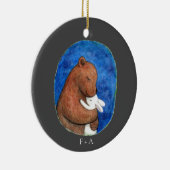 Bären und Bunny in Umarmung Pärchen individuelle N Keramik Ornament (Rechts)