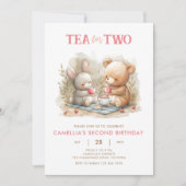 Bären und Bunny Tee für zwei Party Einladungen (Vorderseite)
