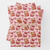 Bären und Cupcakes Valentinstag-Geschenkpapier Geschenkpapier Set (Beispiel)